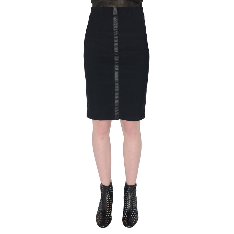 Tech Stretch Skirt with Leather Trim - SERIDA Skirt STYLEM Black P 