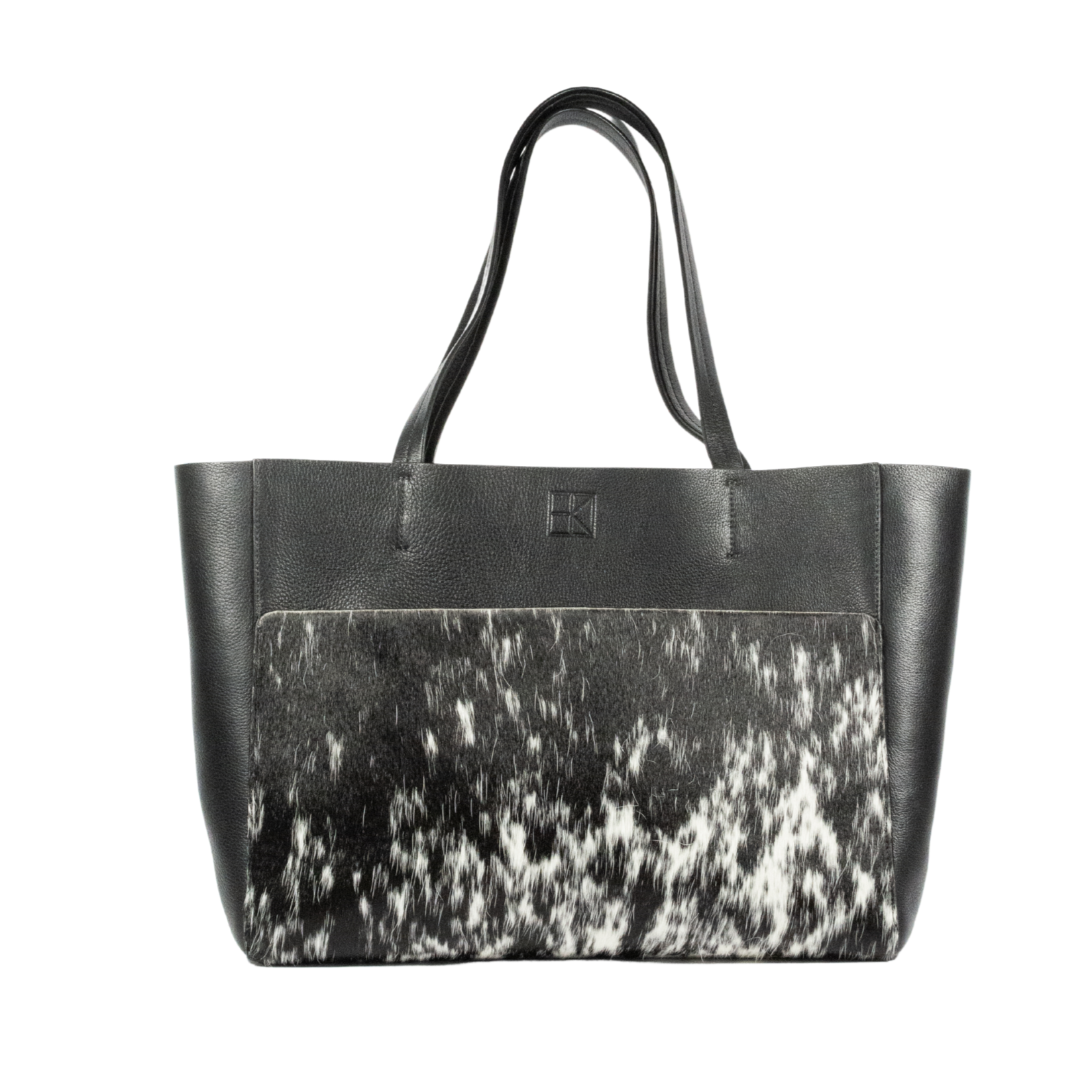 Leather Tote Bag with Calf Hair Pocket - TWYLA Bag Elaine Kim Collection Black OS