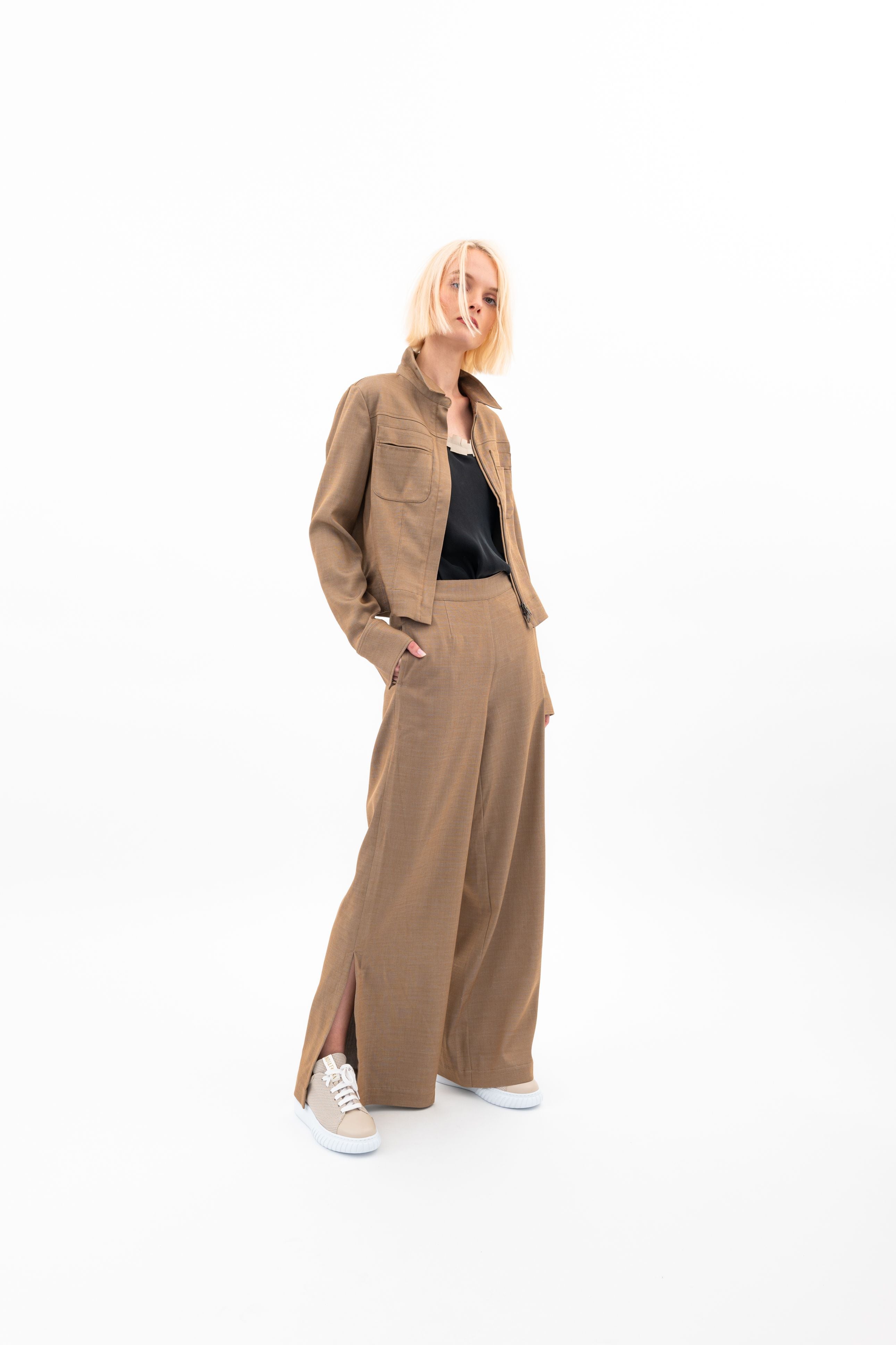 Eco Slub Denim Wide Pants with side vent - VANCE Pant STYLEM   