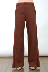 Eco Slub Denim Convertible Pant with Color Contrast Detail - ADALIA FA24 Pant General Orient Brick-Denim P 