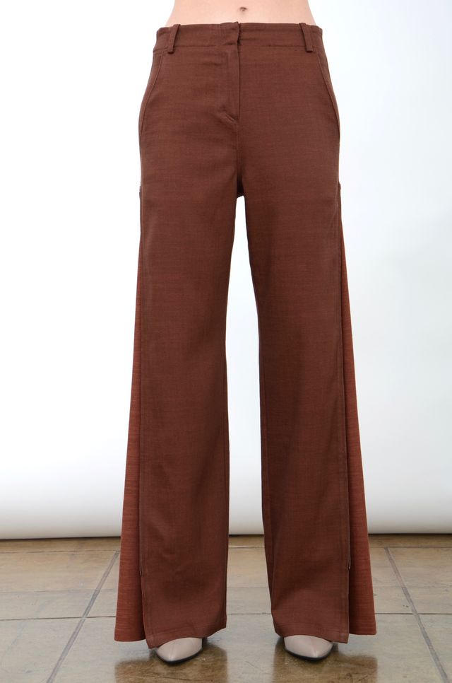 Eco Slub Denim Convertible Pant with Color Contrast Detail - ADALIA FA24 Pant General Orient Brick-Denim P 