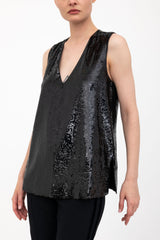 Sequins V Neck Shell Top - ARIANA H24 Top GENERAL ORIENT   