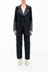 Tech Stretch Moto Coat with Vegan Leather & Contrast Stitching - ASANA H24 Coat GENERAL ORIENT   