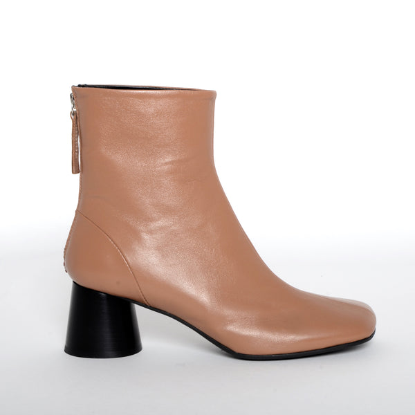 Square Toe Ankle Boots on Pillar Heel Shoes Halmanera Latte 37 