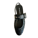 Round Toe Perforated Sling Back Flats with Buckle - DOS55 Shoes Halmanera