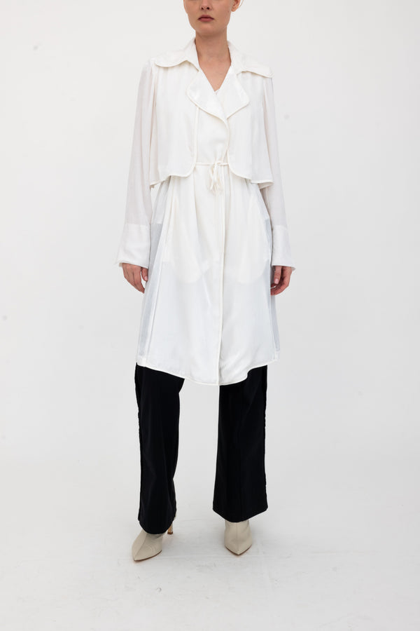 Silk Velvet Trench Coat - ANTONY Coat GENERAL ORIENT White Velvet P