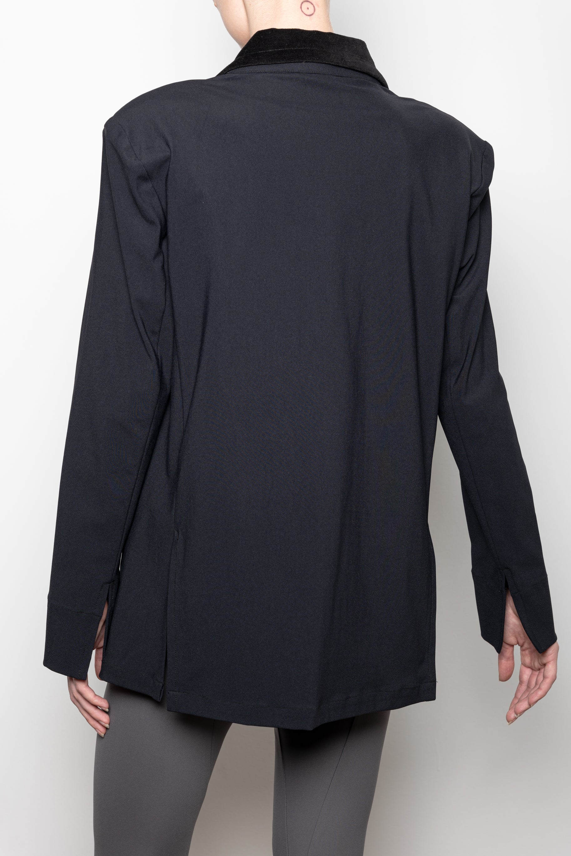 Tech Stretch Oversized Blazer with Velvet Trim - VALLEJO Jacket STYLEM