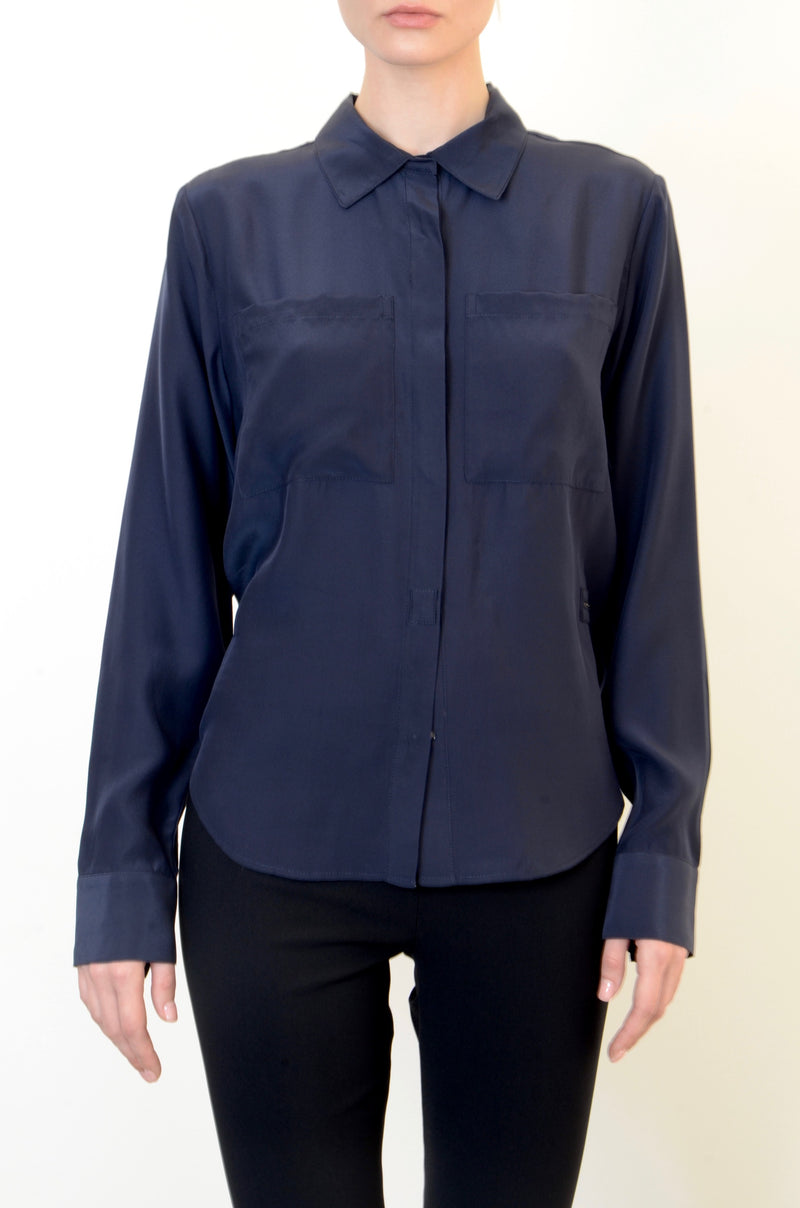 Silk Shirt With Wrap Snap - URSALA FALL Shirt General Orient Cobalt P 