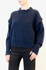 Cashmere High Neck Zip Jacket - WATERLOO Sweater STYLEM Cobalt P 