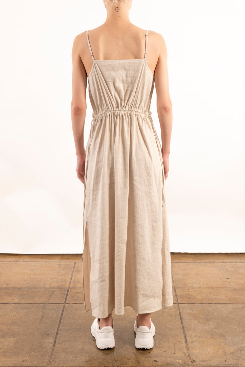 Stretch Pin Stripe Linen Dress - YNES Dress STYLEM   