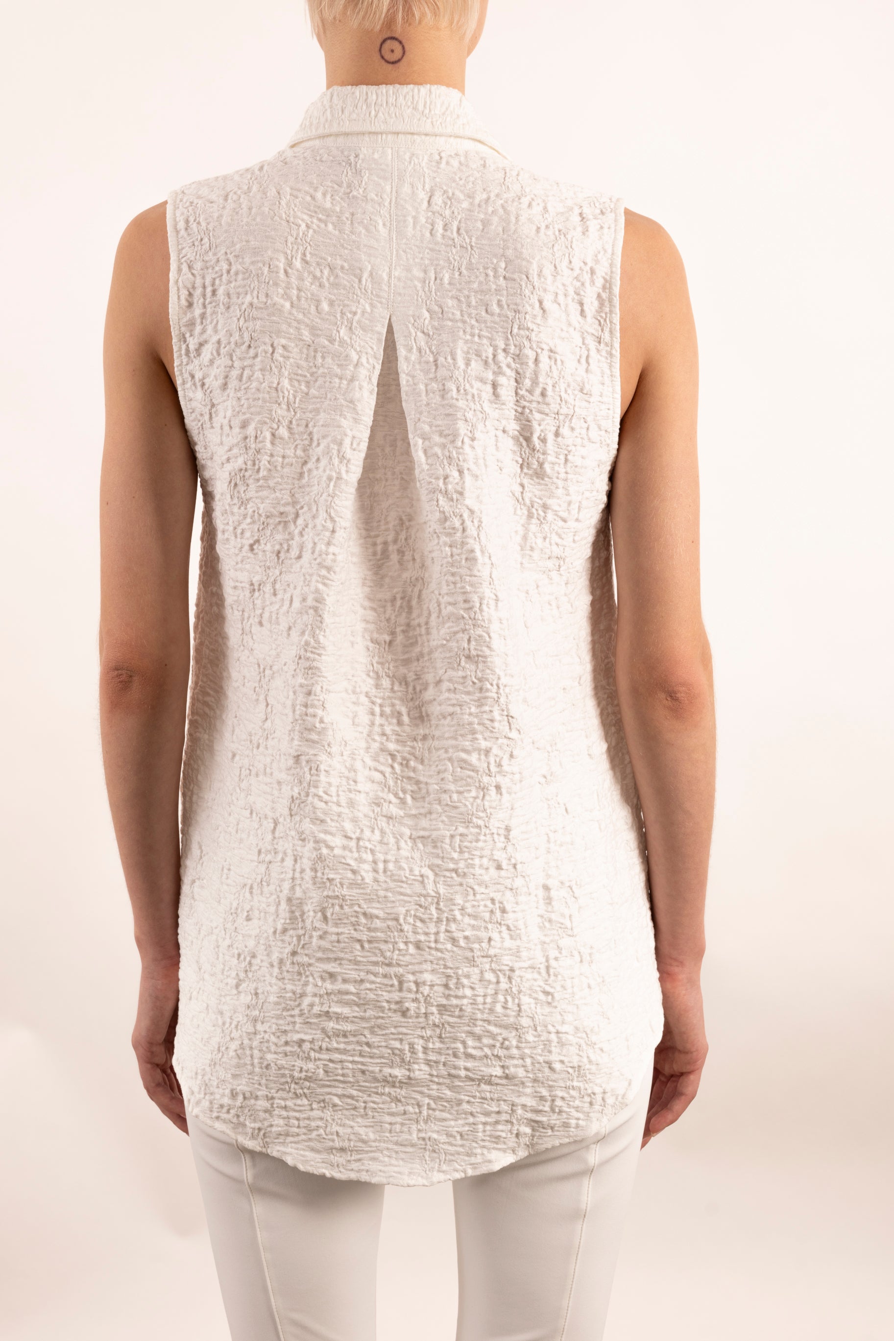 Cotton Shirt Collar Shell Top - YUCCA Top GENERAL ORIENT   