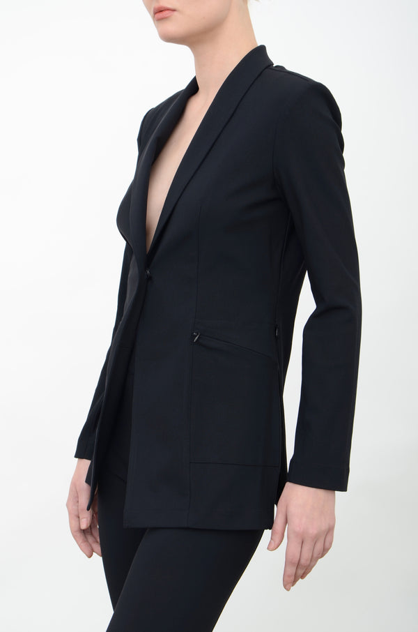 Tech Stretch Shawl Collar Blazer with Utility Pockets - VALBELLA CORE Jacket General Orient