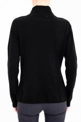 Cashmere Blend Funnel Neck Top with Leather Trim - CAMERON Sweater YUE FENG