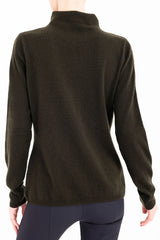 Cashmere Blend Funnel Neck Top with Leather Trim - CAMERON Sweater YUE FENG