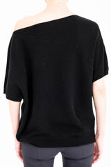 Cashmere Blend Asymmetrical Shell Top with Leather Trim - CARRARA Sweater YUE FENG