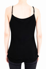 Silk Georgette Double Layer Bias Camisole with Leather trim - CELESTE Top General Orient