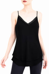 Silk Georgette Double Layer Bias Camisole with Leather trim - CELESTE Top General Orient