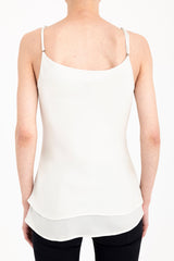 Silk Georgette Double Layer Bias Camisole with Leather trim - CELESTE Top General Orient