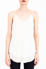 Silk Georgette Double Layer Bias Camisole with Leather trim - CELESTE Top General Orient
