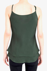 Silk Georgette Double Layer Bias Camisole with Leather trim - CELESTE Top General Orient