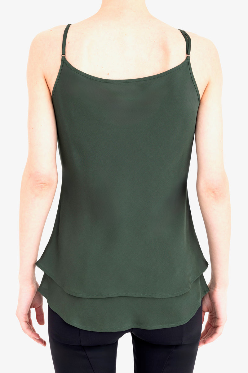 Silk Georgette Double Layer Bias Camisole with Leather trim - CELESTE Top General Orient