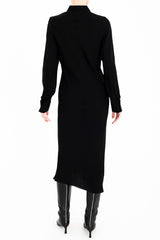 Silk Georgette Bias Shirt Dress with Leather Trim - CHANTAL Dress General Orient