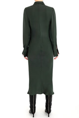 Silk Georgette Bias Shirt Dress with Leather Trim - CHANTAL Dress General Orient