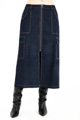 Eco Twill Denim Zip Up Cargo Skirt - CHEYENNE Skirt General Orient