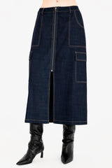Eco Twill Denim Zip Up Cargo Skirt - CHEYENNE Skirt General Orient