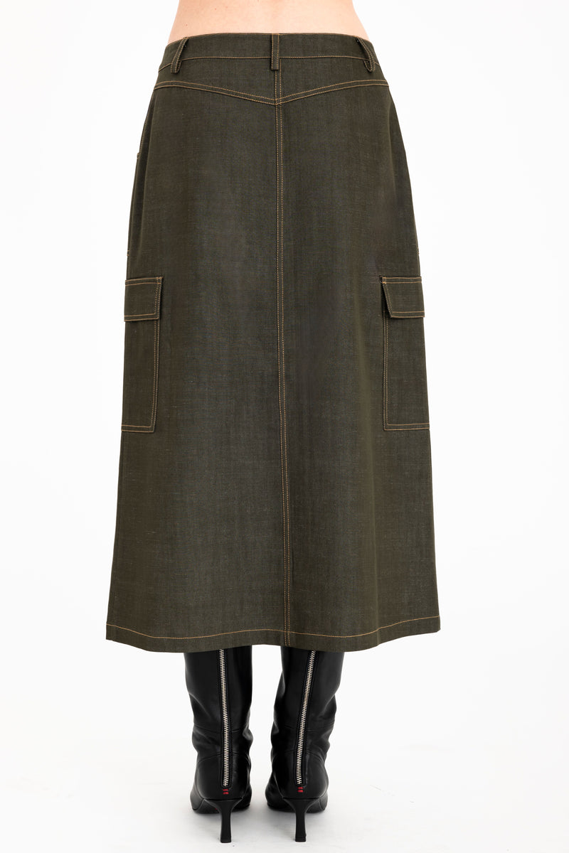 Eco Twill Denim Zip Up Cargo Skirt - CHEYENNE Skirt General Orient