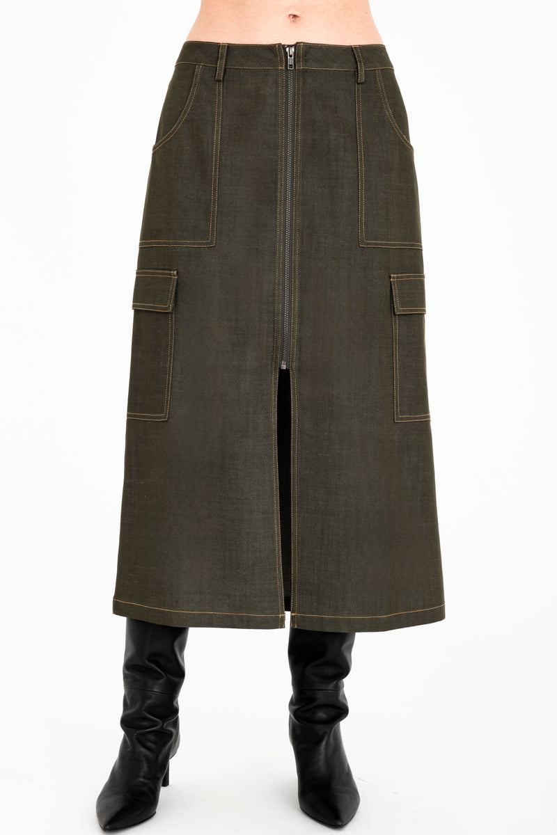 Eco Twill Denim Zip Up Cargo Skirt - CHEYENNE Skirt General Orient