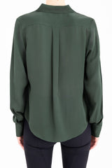 Silk Georgette Pullover Shirt with Leather Trim - CLARICE Top General Orient
