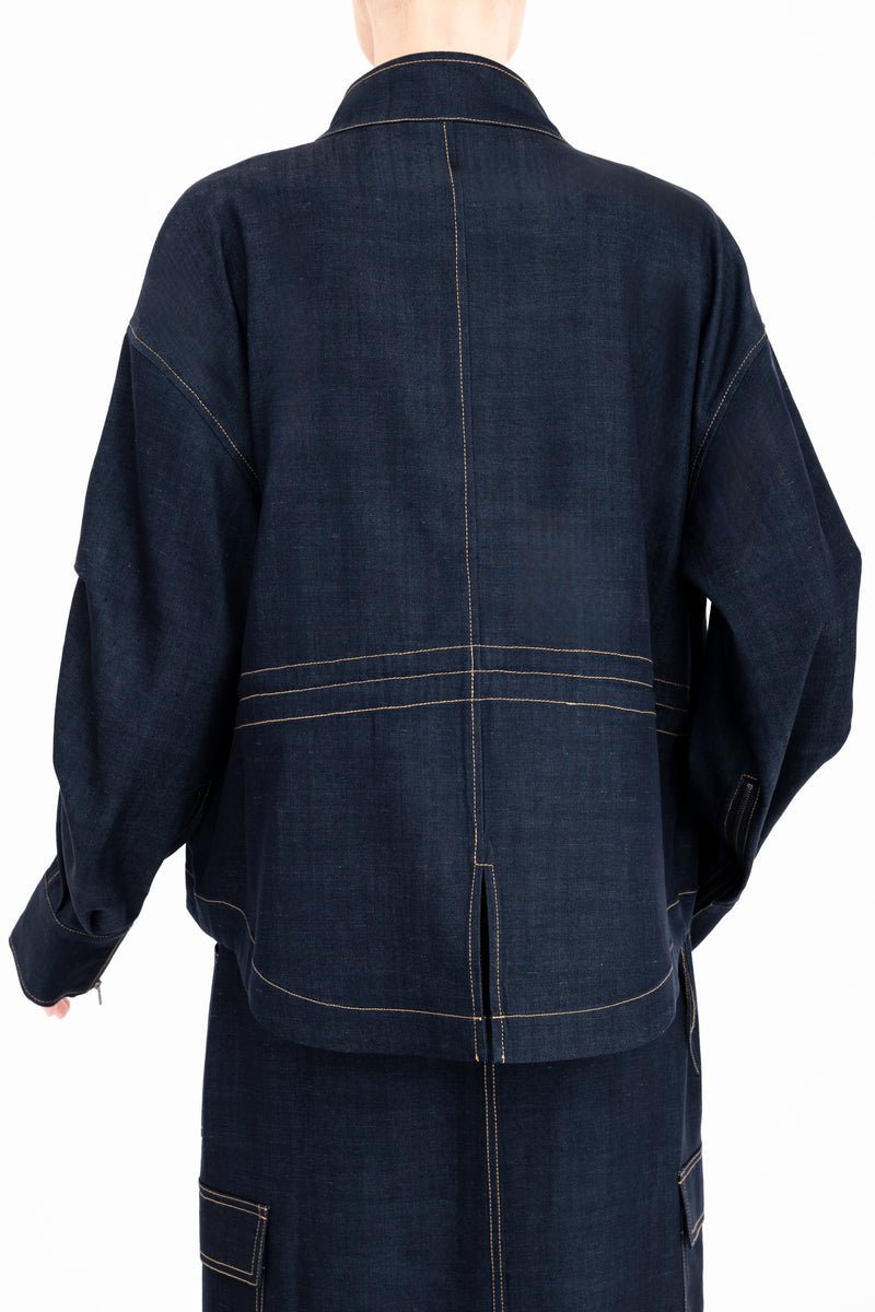 Eco Twill Denim Zip Up Jacket - CLARIKA Jacket General Orient