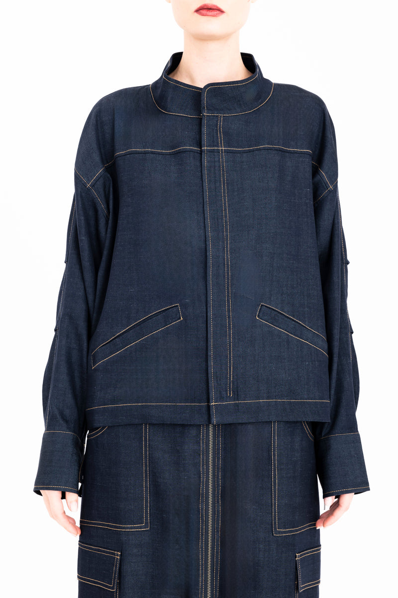 Eco Twill Denim Zip Up Jacket - CLARIKA Jacket General Orient