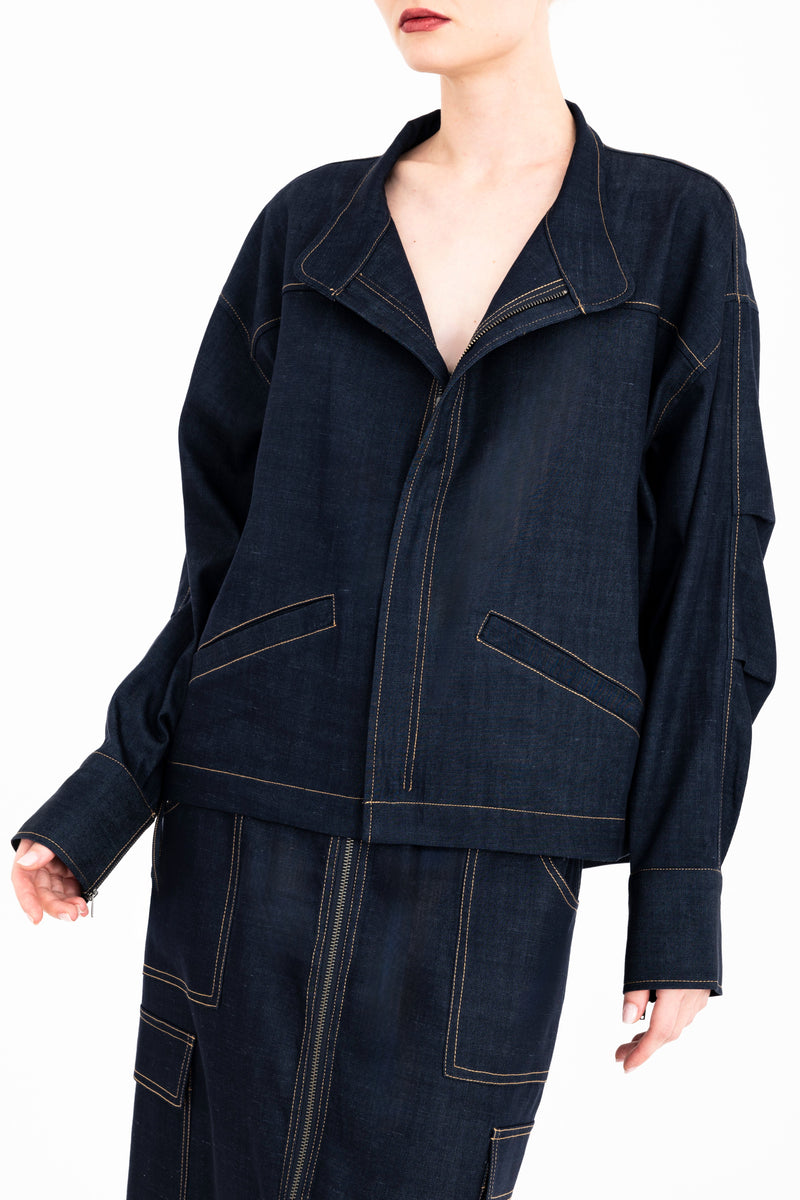 Eco Twill Denim Zip Up Jacket - CLARIKA Jacket General Orient Cobalt P