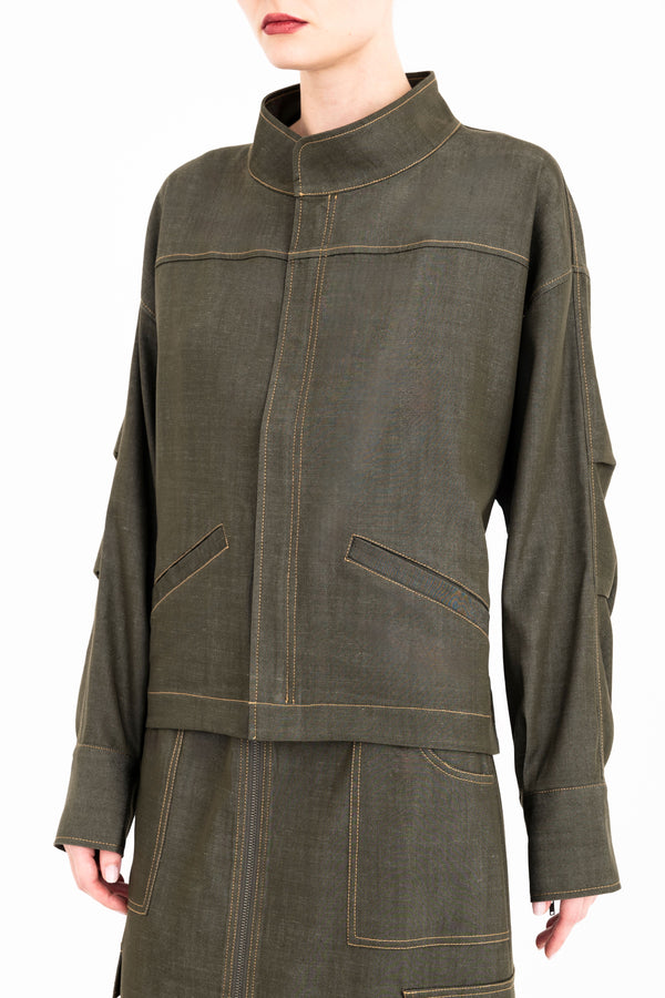 Eco Twill Denim Zip Up Jacket - CLARIKA Jacket General Orient Kelp Denim P