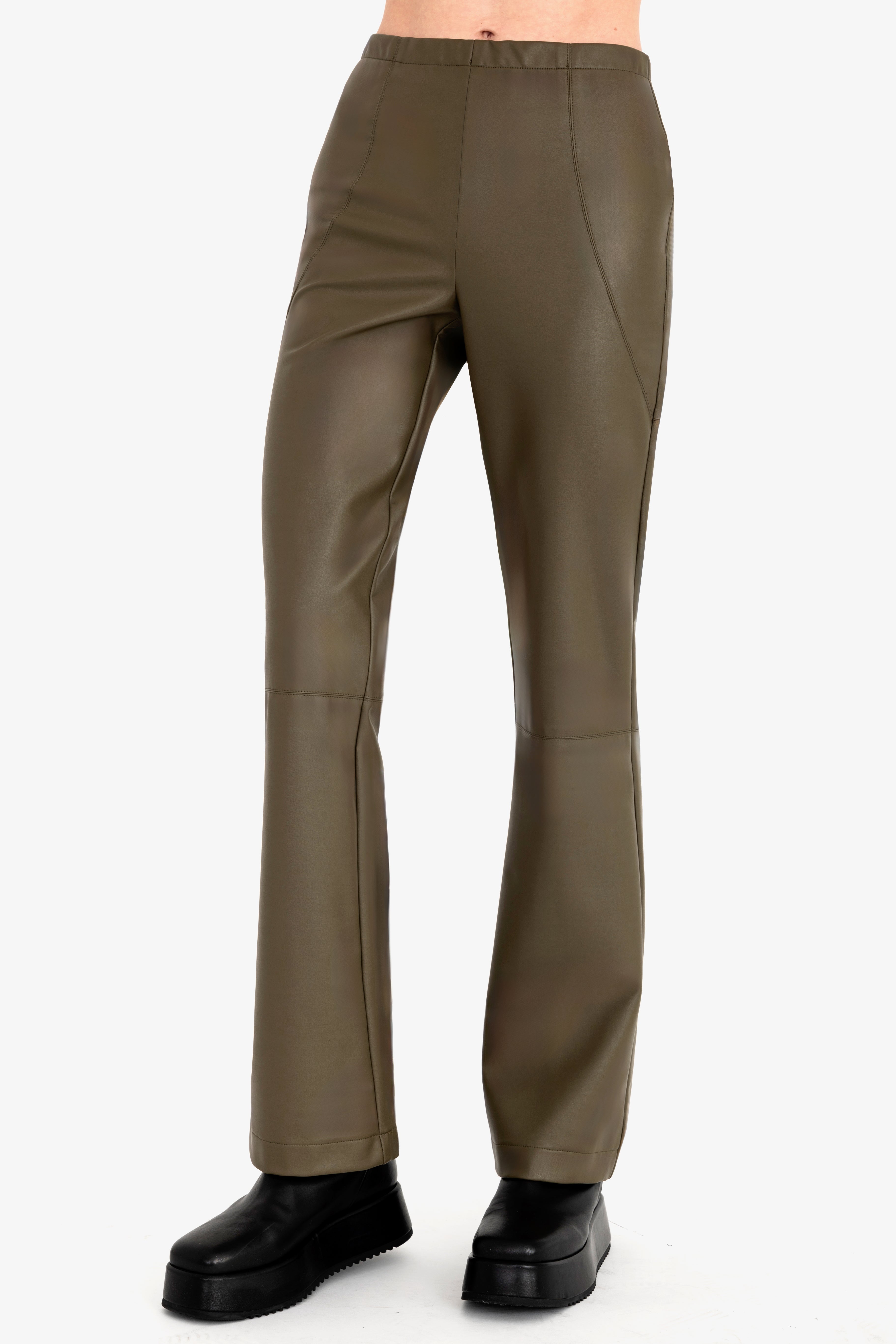Vegan Leather Pull On Flare Pant - CLAUDINE Pant General Orient