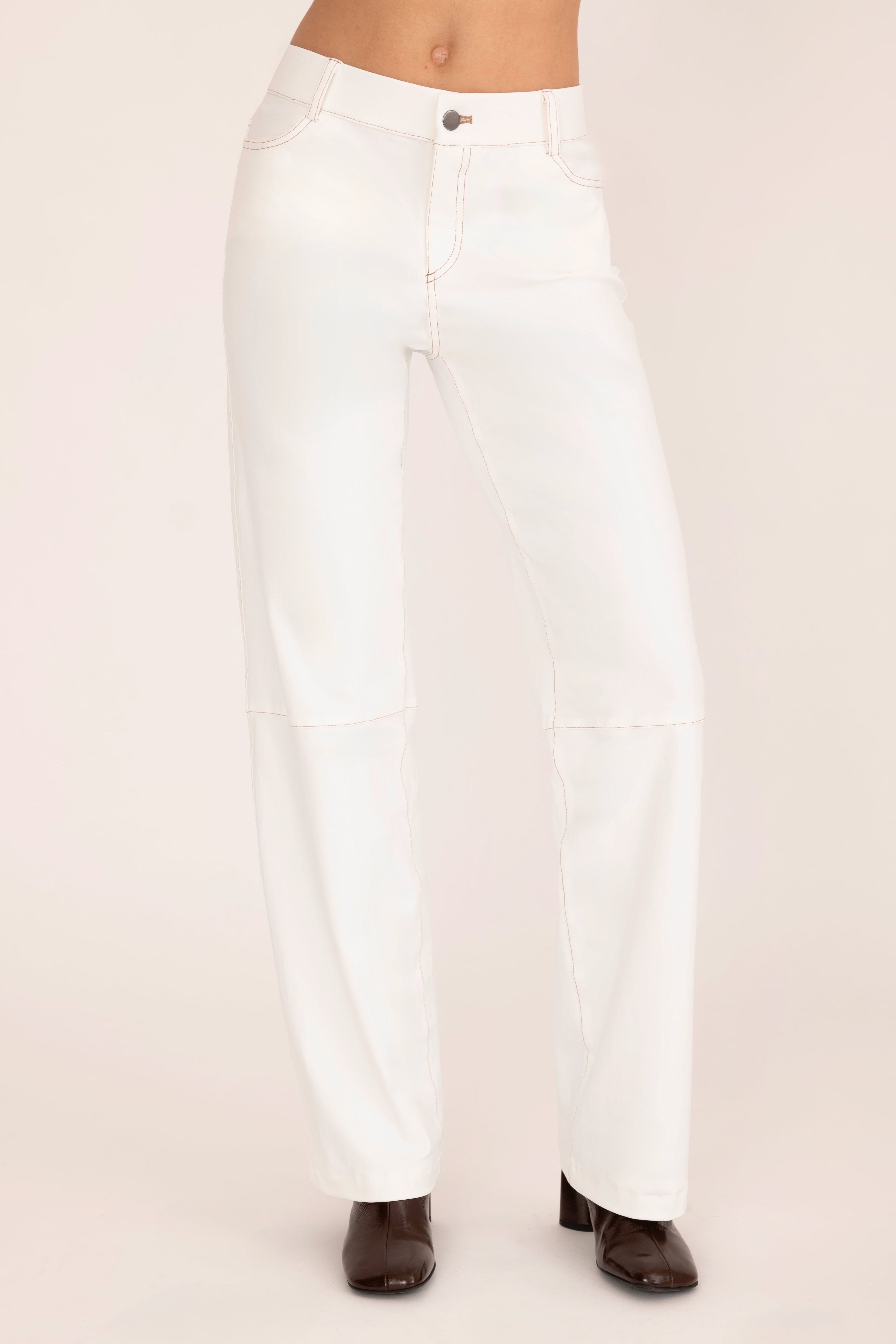 Tech Stretch Relaxed Jean Pant with Denim Contrast Stitching - ASHER Pant STYLEM White P