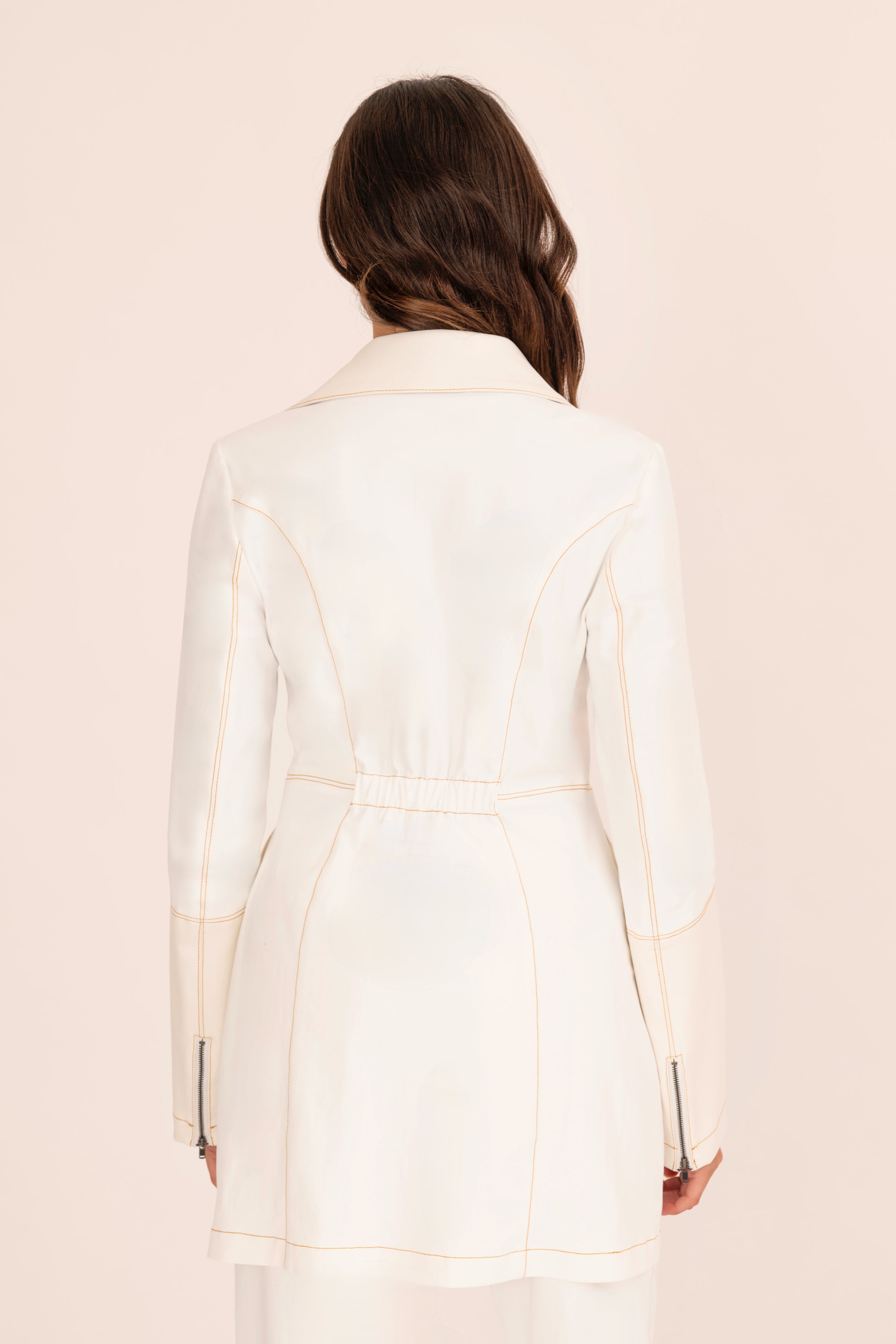 Tech Stretch Moto Coat with Vegan Leather & Contrast Stitching - ASANA Coat GENERAL ORIENT