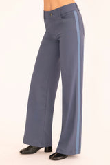 Blue pants with a blue stripe on a white background