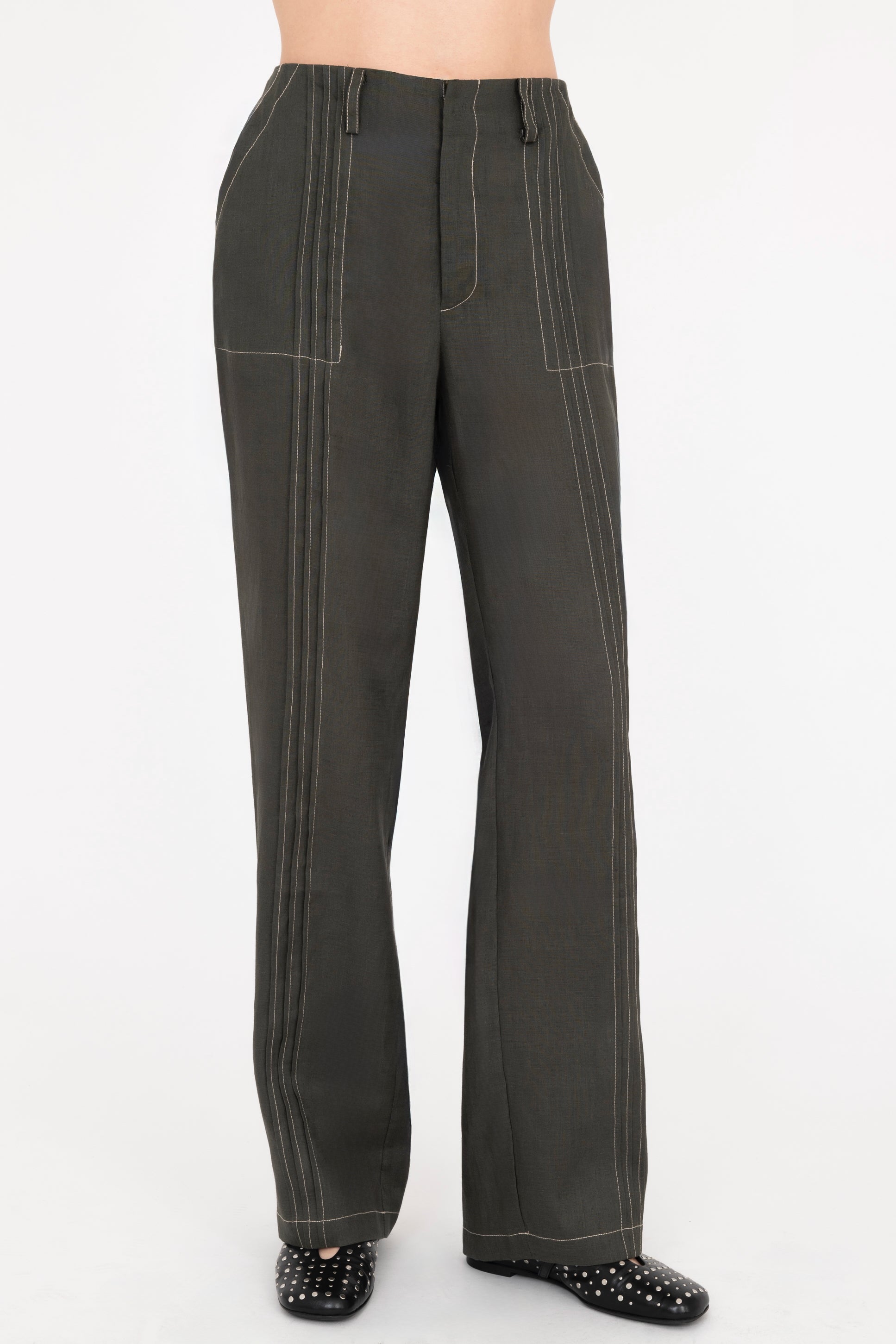 Pine green  pants on a white background