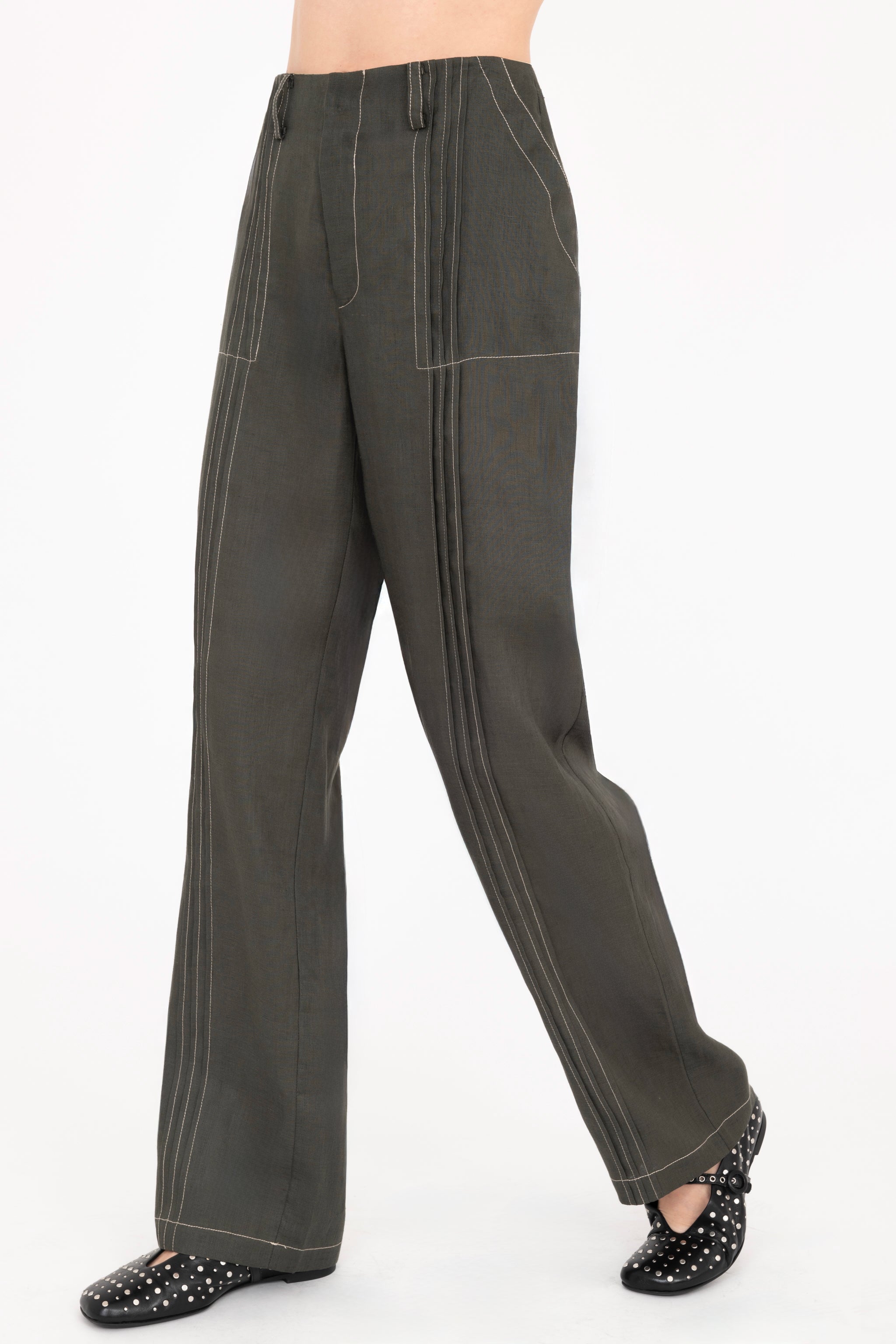 Pine green  pants on a white background