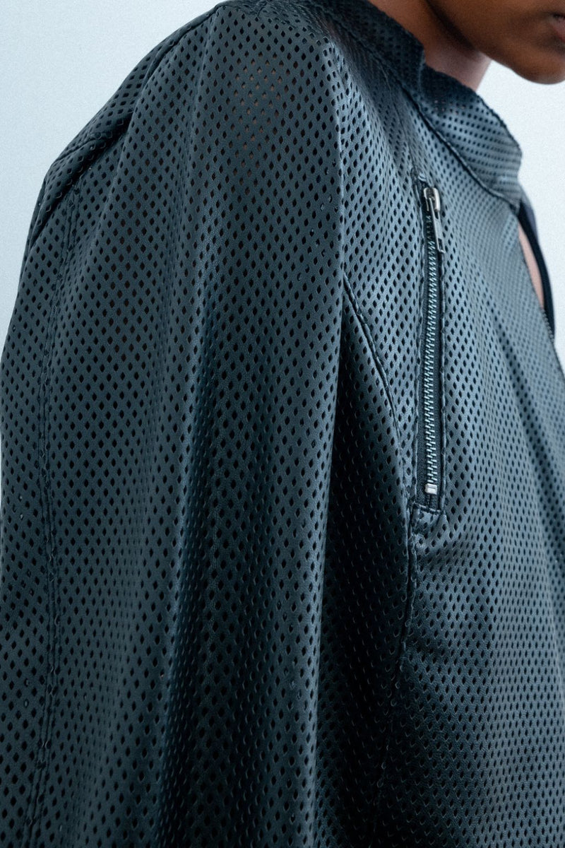 Perforated Vegan Leather Short Moto Jacket - TRENT Coat STYLEM   