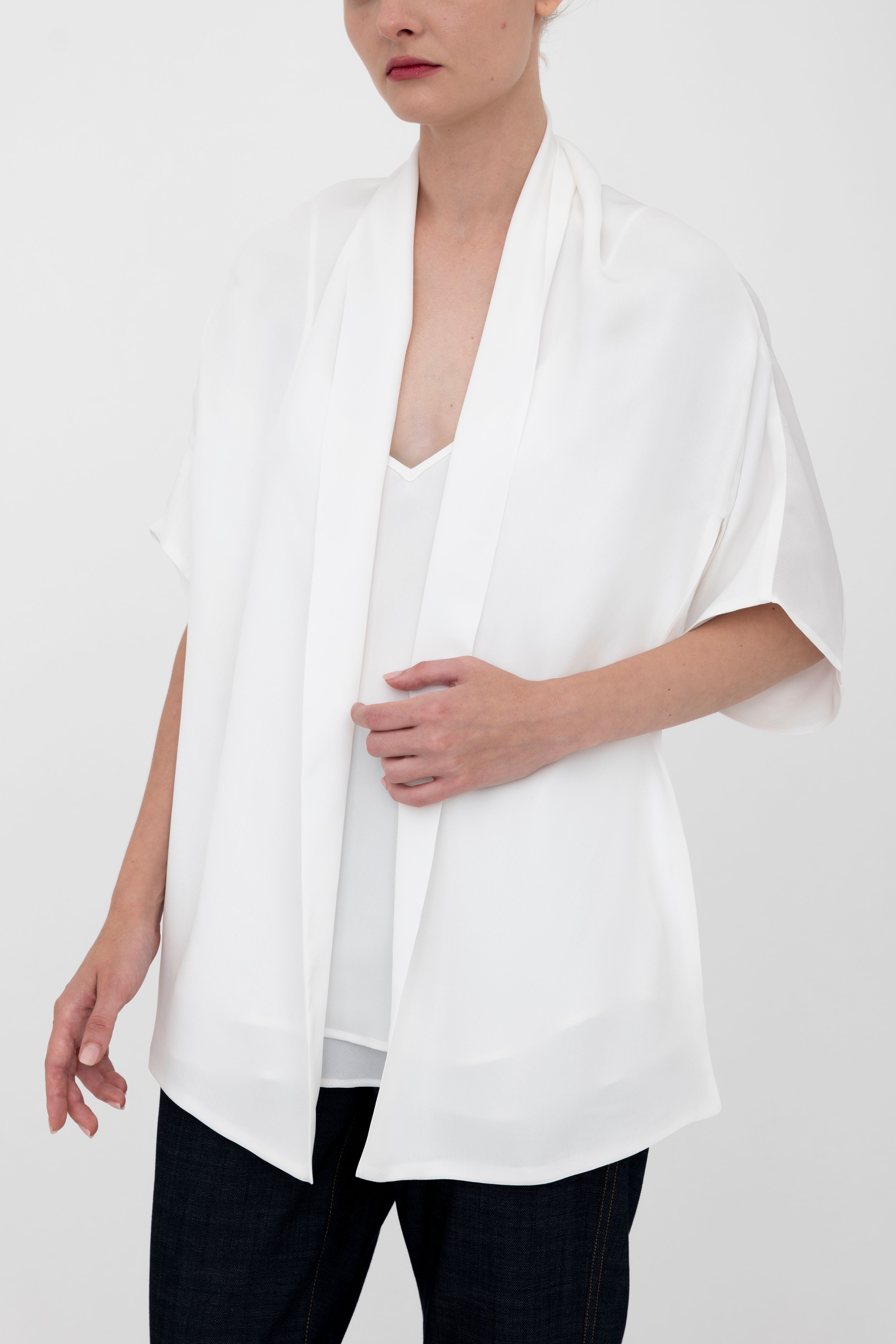 Silk Georgette Asymmetrical Shrug - BEATRIX Jacket GENERAL ORIENT