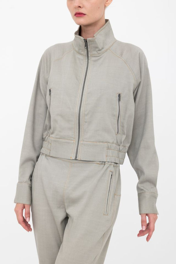 Eco Slub Denim Raglan Sleeve Zip Jacket - BREA Jacket GENERAL ORIENT Ash P