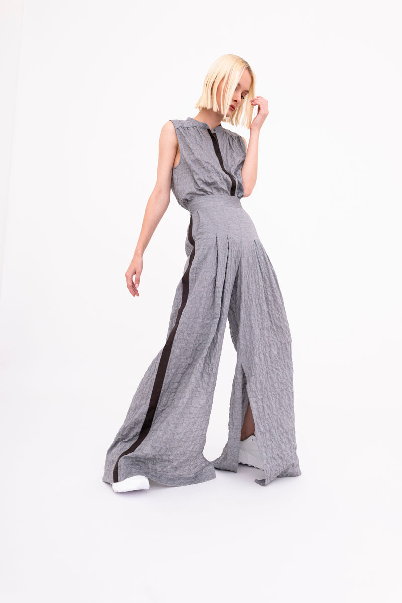 Textured Cotton Wide Leg Pants - BRAXTON Pant GENERAL ORIENT