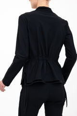 Tech Stretch Shawl Collar Short Blazer with Velvet Stripe - ARLETTE H24 Jacket GENERAL ORIENT   