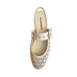 Round Toe Perforated Sling Back Flats with Buckle - DOS55 Shoes Halmanera