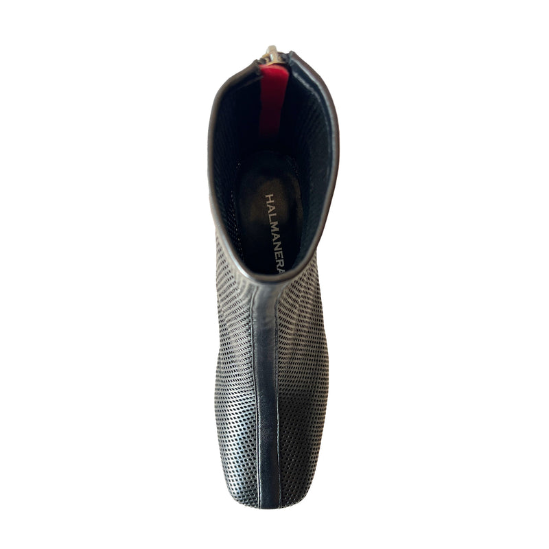 Round Toe Perforated Ankle Boots - CALA68 Shoes Halmanera