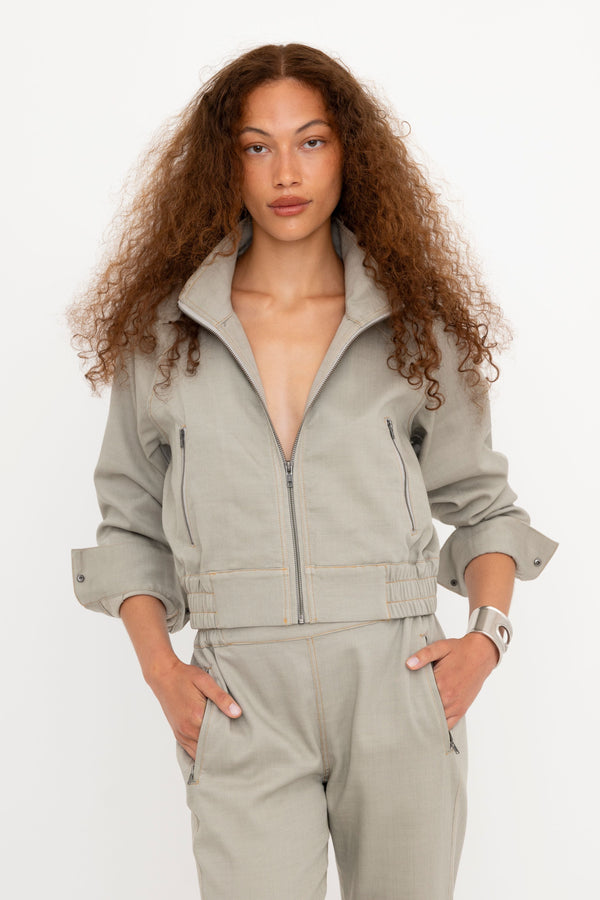 Eco Slub Denim Raglan Sleeve Zip Jacket - BREA Jacket GENERAL ORIENT